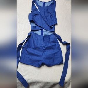 Jean Romper Blue Women Size Small Chest 16 width  x 25 length